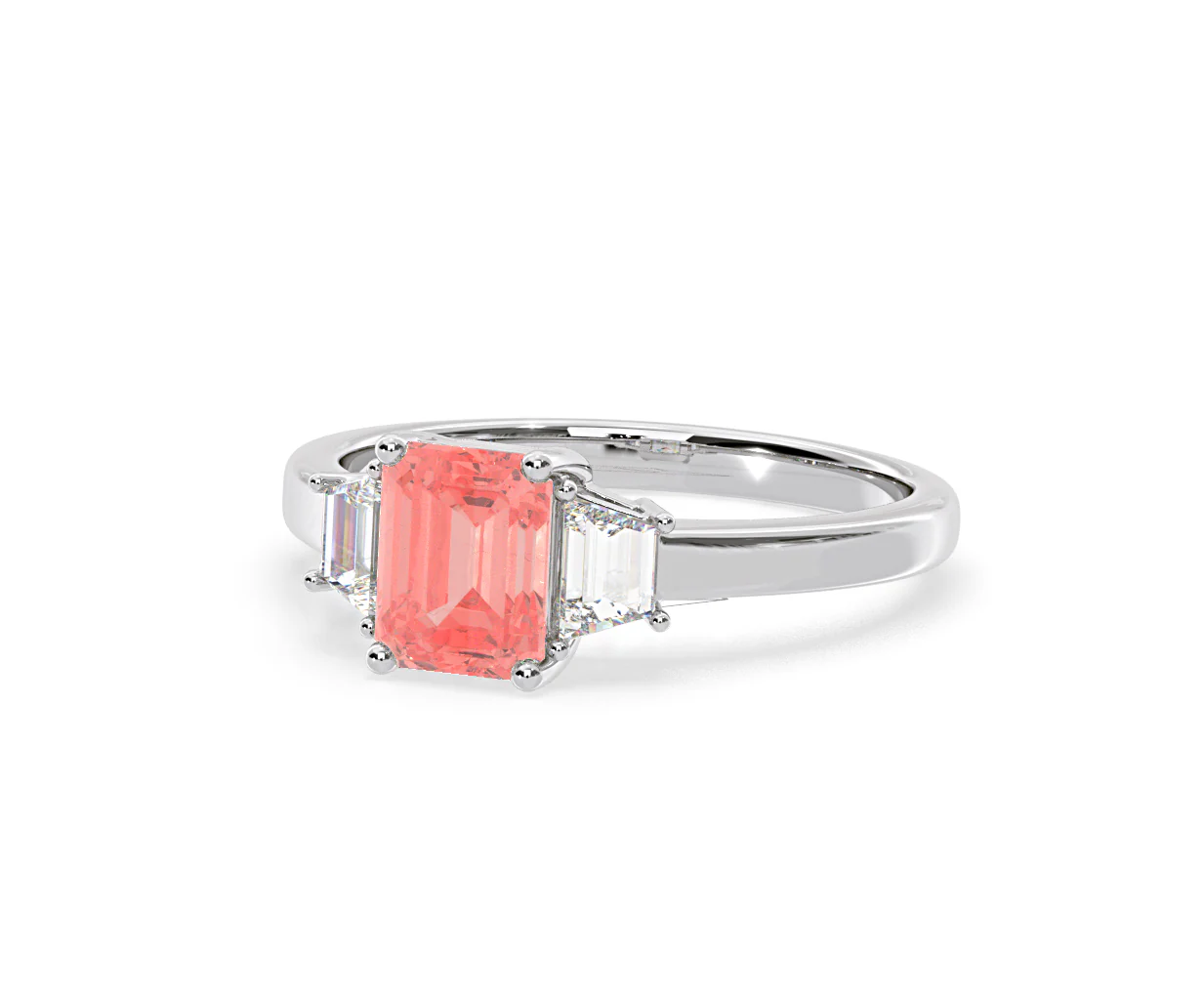 Erika Pink Lab Diamond 1.70ct Emerald Cut Ring in 18K White Gold - Elara Collection - Image 12