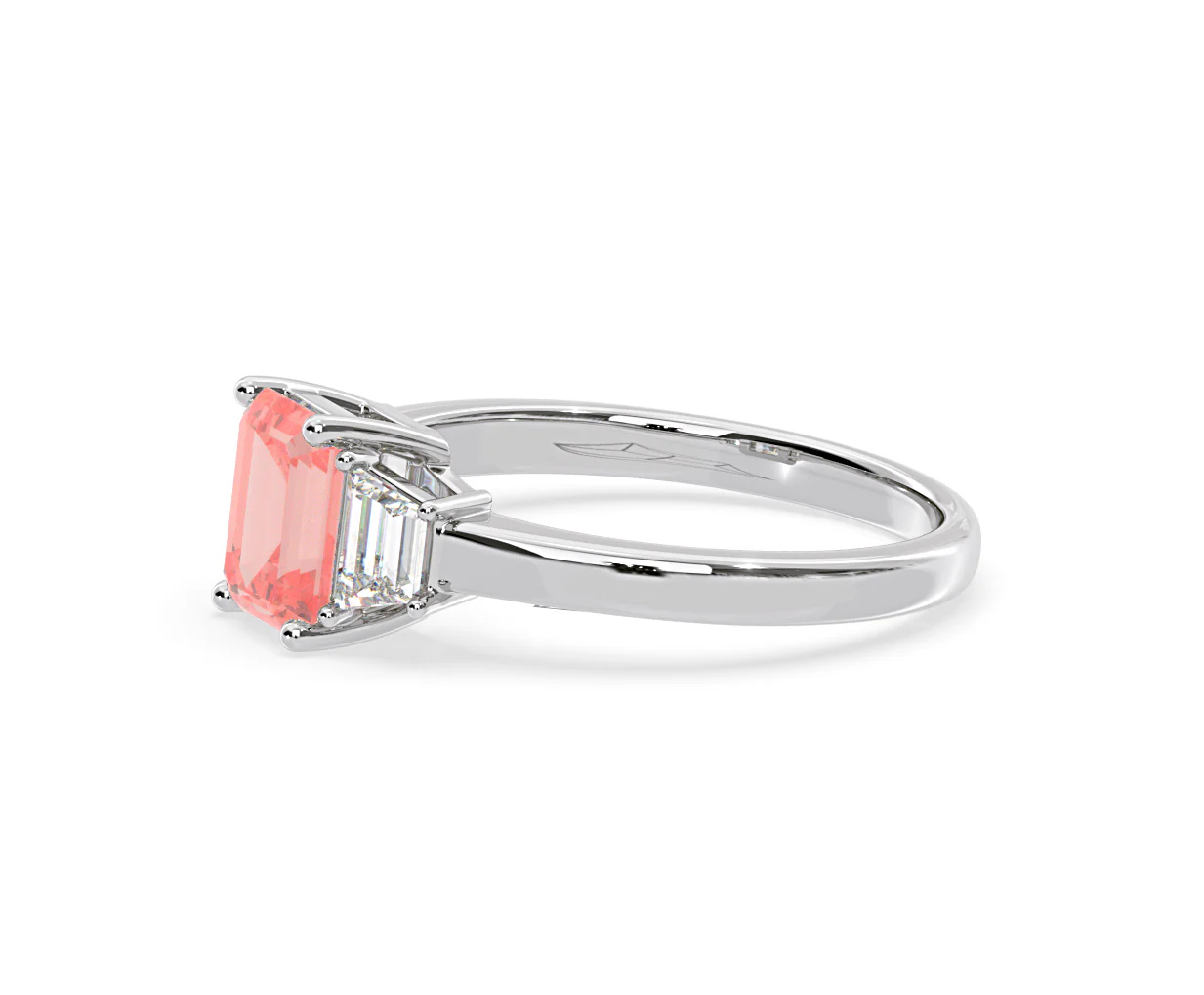Erika Pink Lab Diamond 1.70ct Emerald Cut Ring in 18K White Gold - Elara Collection - Image 21