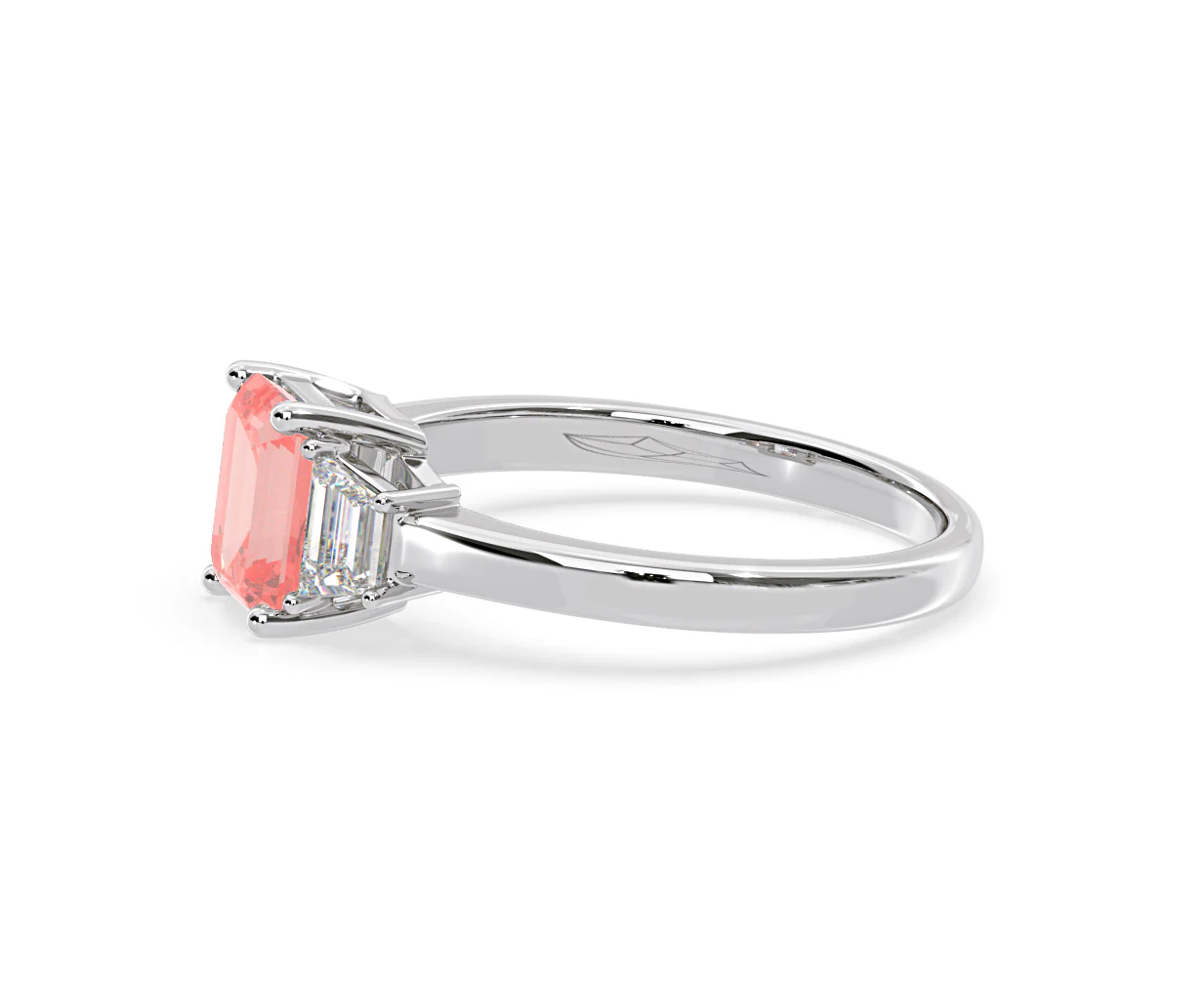 Erika Pink Lab Diamond 1.70ct Emerald Cut Ring in 18K White Gold - Elara Collection - Image 23