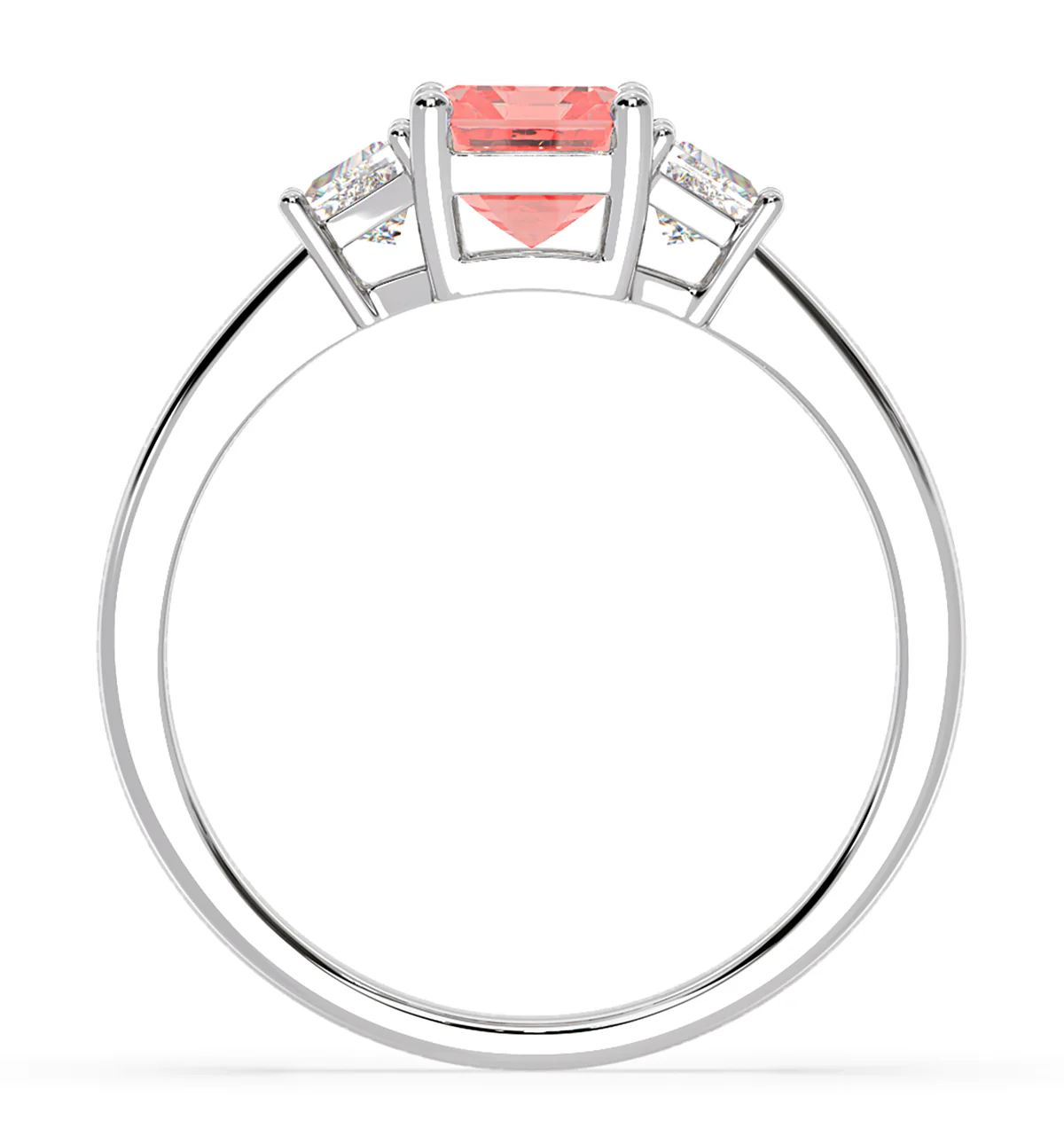 Erika Pink Lab Diamond 1.70ct Emerald Cut Ring in 18K White Gold - Elara Collection - Image 5