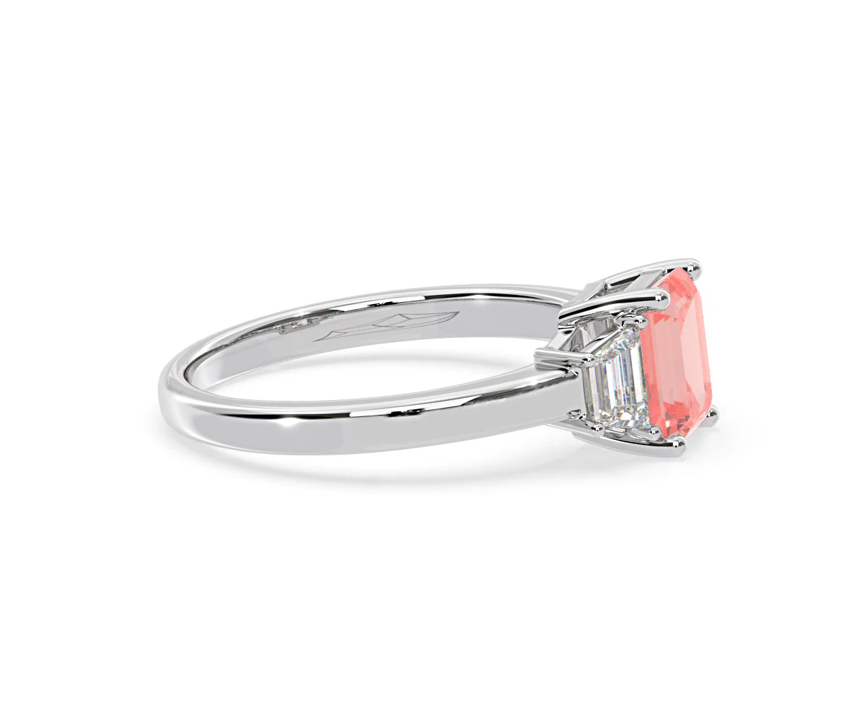 Erika Pink Lab Diamond 1.70ct Emerald Cut Ring in 18K White Gold - Elara Collection - Image 70