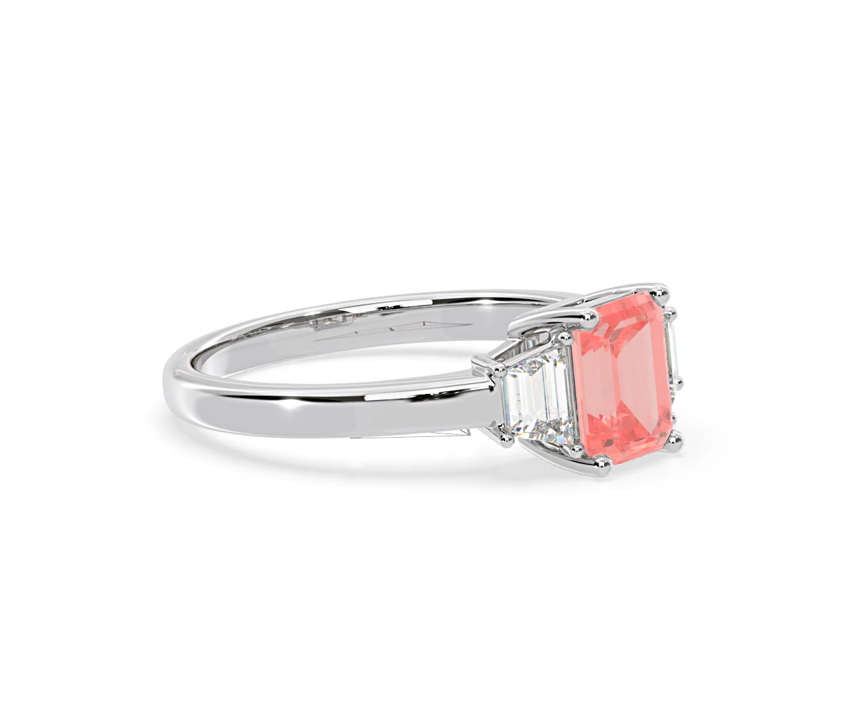 Erika Pink Lab Diamond 1.70ct Emerald Cut Ring in 18K White Gold - Elara Collection - Image 75