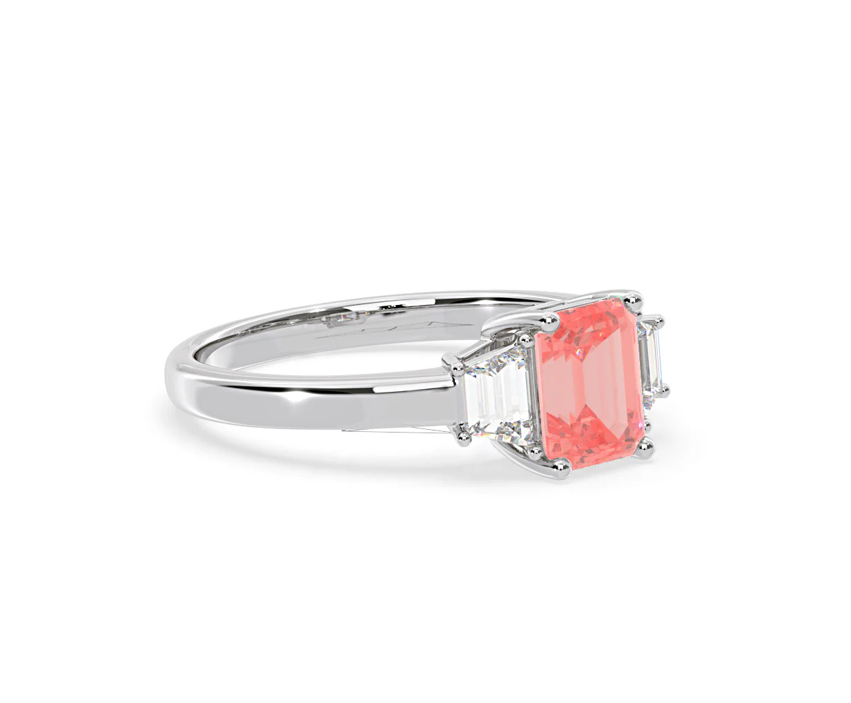 Erika Pink Lab Diamond 1.70ct Emerald Cut Ring in 18K White Gold - Elara Collection - Image 77