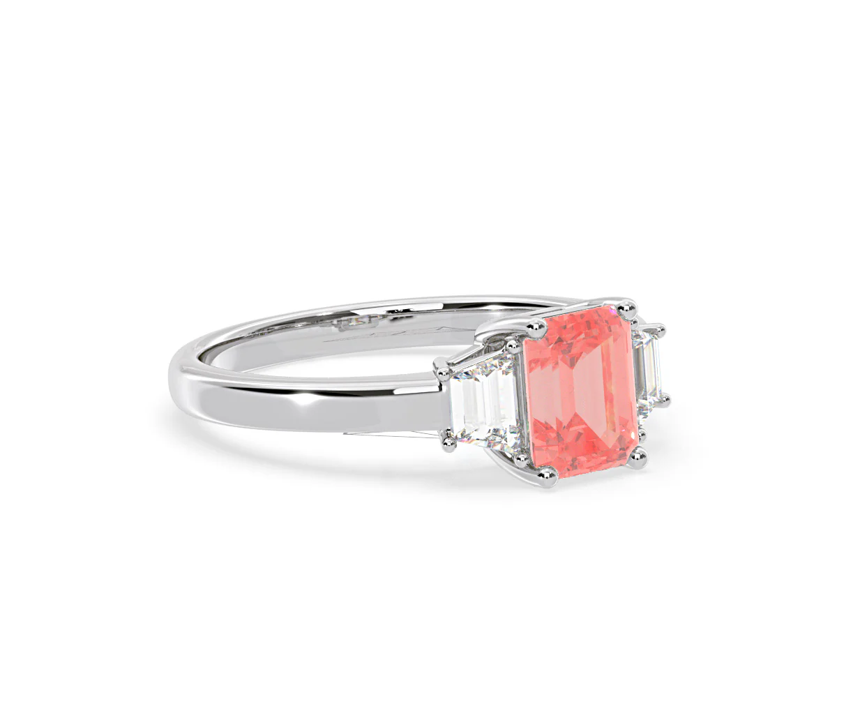 Erika Pink Lab Diamond 1.70ct Emerald Cut Ring in 18K White Gold - Elara Collection - Image 78