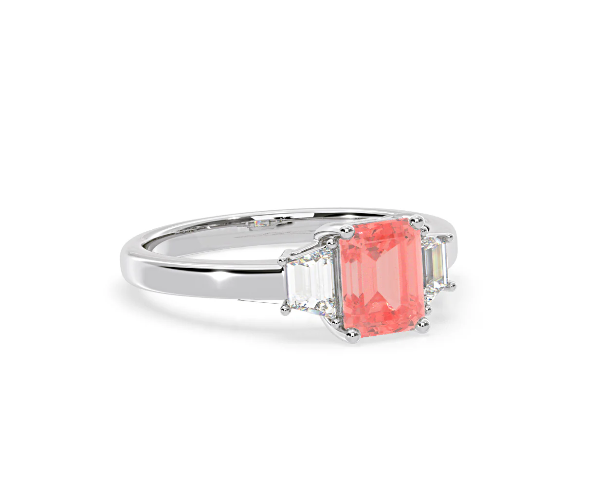 Erika Pink Lab Diamond 1.70ct Emerald Cut Ring in 18K White Gold - Elara Collection - Image 80