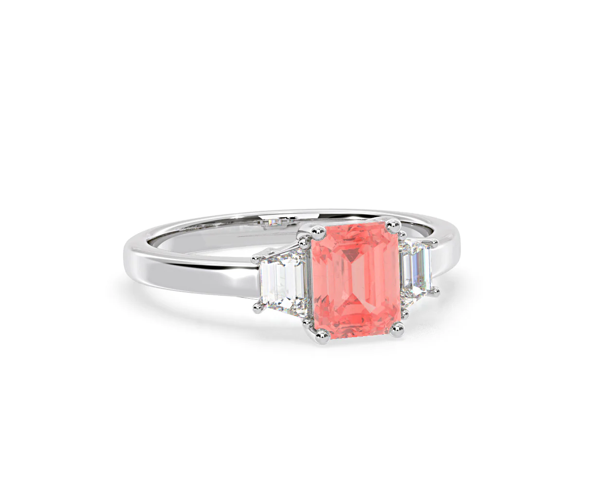 Erika Pink Lab Diamond 1.70ct Emerald Cut Ring in 18K White Gold - Elara Collection - Image 82