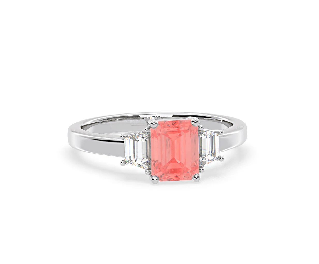Erika Pink Lab Diamond 1.70ct Emerald Cut Ring in 18K White Gold - Elara Collection - Image 84