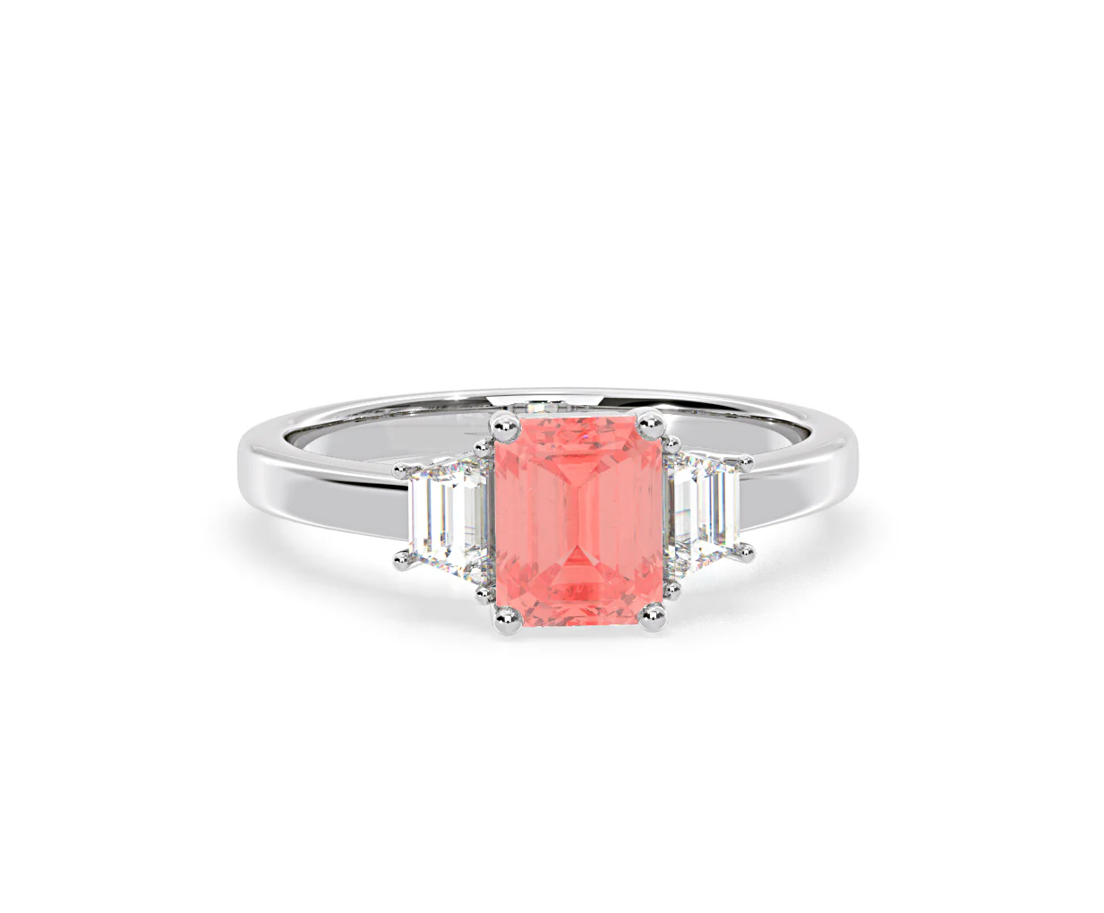 Erika Pink Lab Diamond 1.70ct Emerald Cut Ring in 18K White Gold - Elara Collection - Image 85