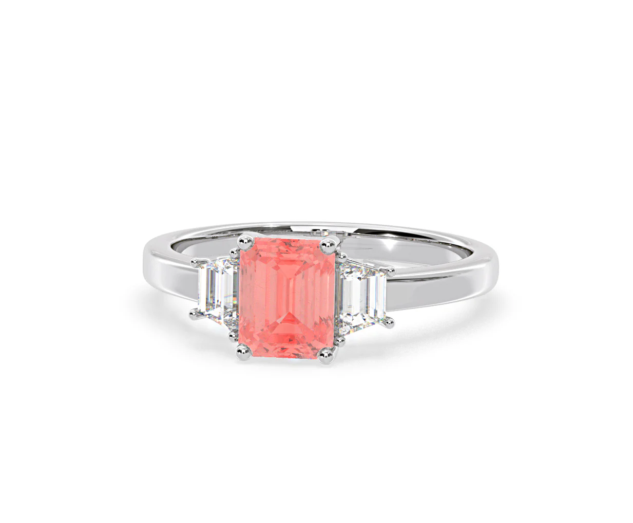 Erika Pink Lab Diamond 1.70ct Emerald Cut Ring in 18K White Gold - Elara Collection - Image 9