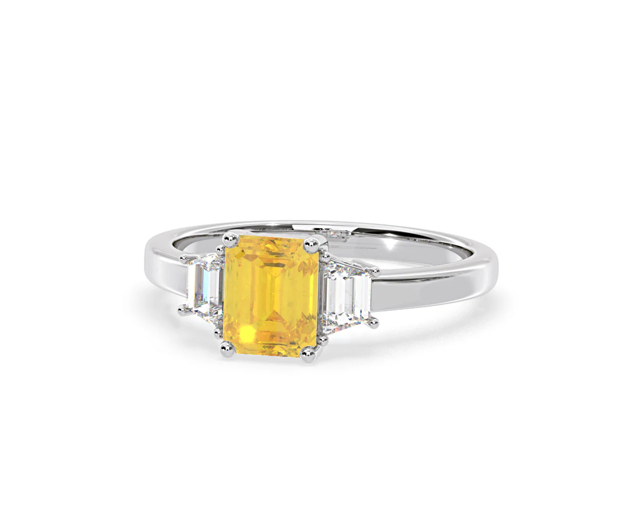 Erika Yellow Lab Diamond 1.70ct Emerald Cut Ring in 18K White Gold - Elara Collection - Image 10