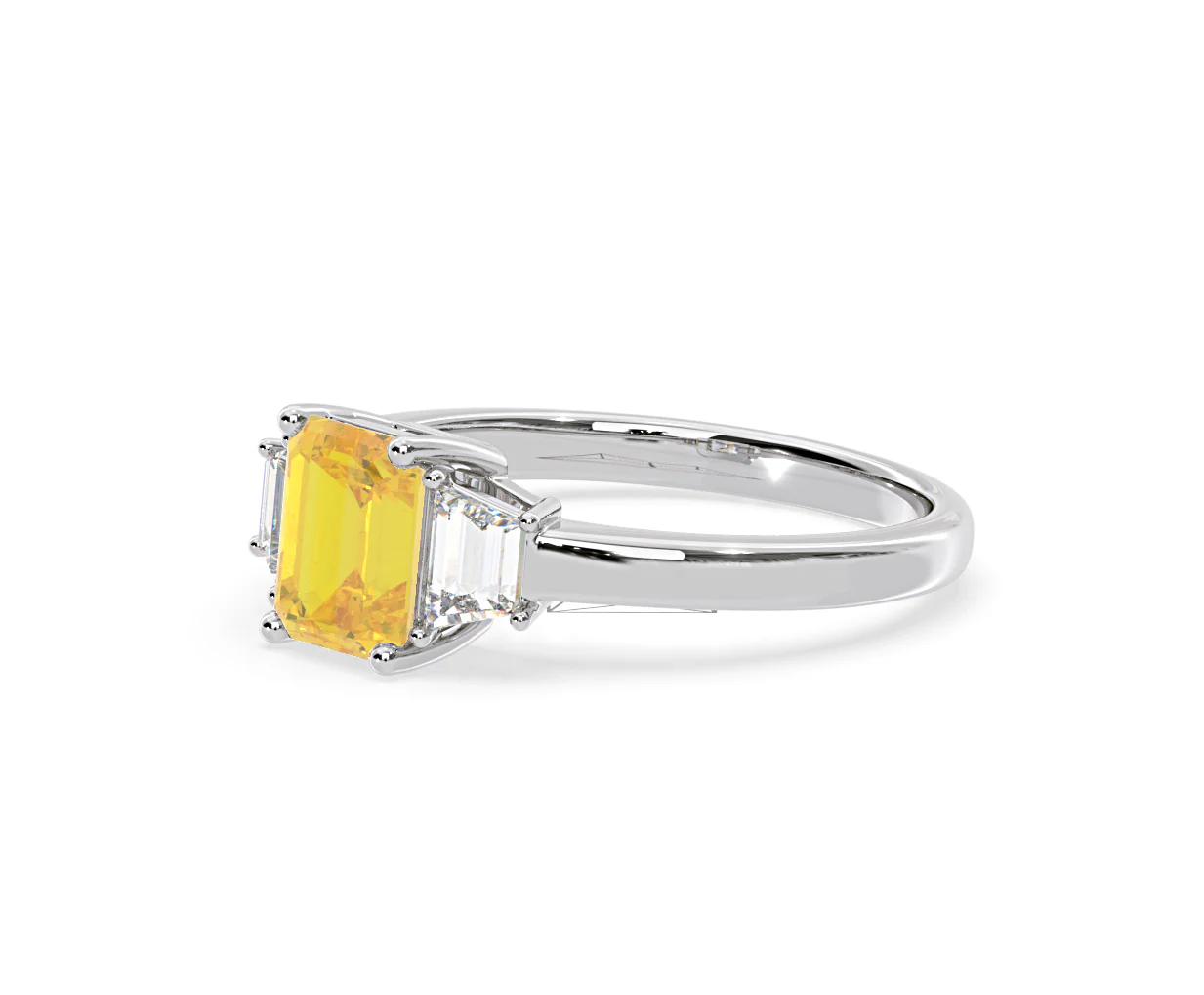 Erika Yellow Lab Diamond 1.70ct Emerald Cut Ring in 18K White Gold - Elara Collection - Image 17