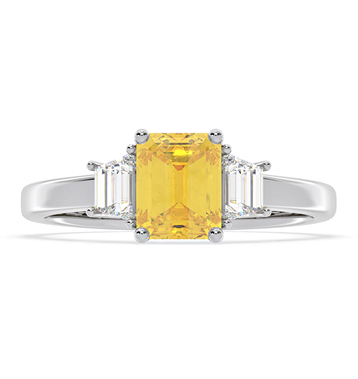 Erika Yellow Lab Diamond 1.70ct Emerald Cut Ring in 18K White Gold - Elara Collection - Image 3