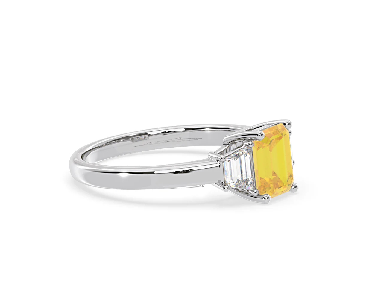 Erika Yellow Lab Diamond 1.70ct Emerald Cut Ring in 18K White Gold - Elara Collection - Image 74