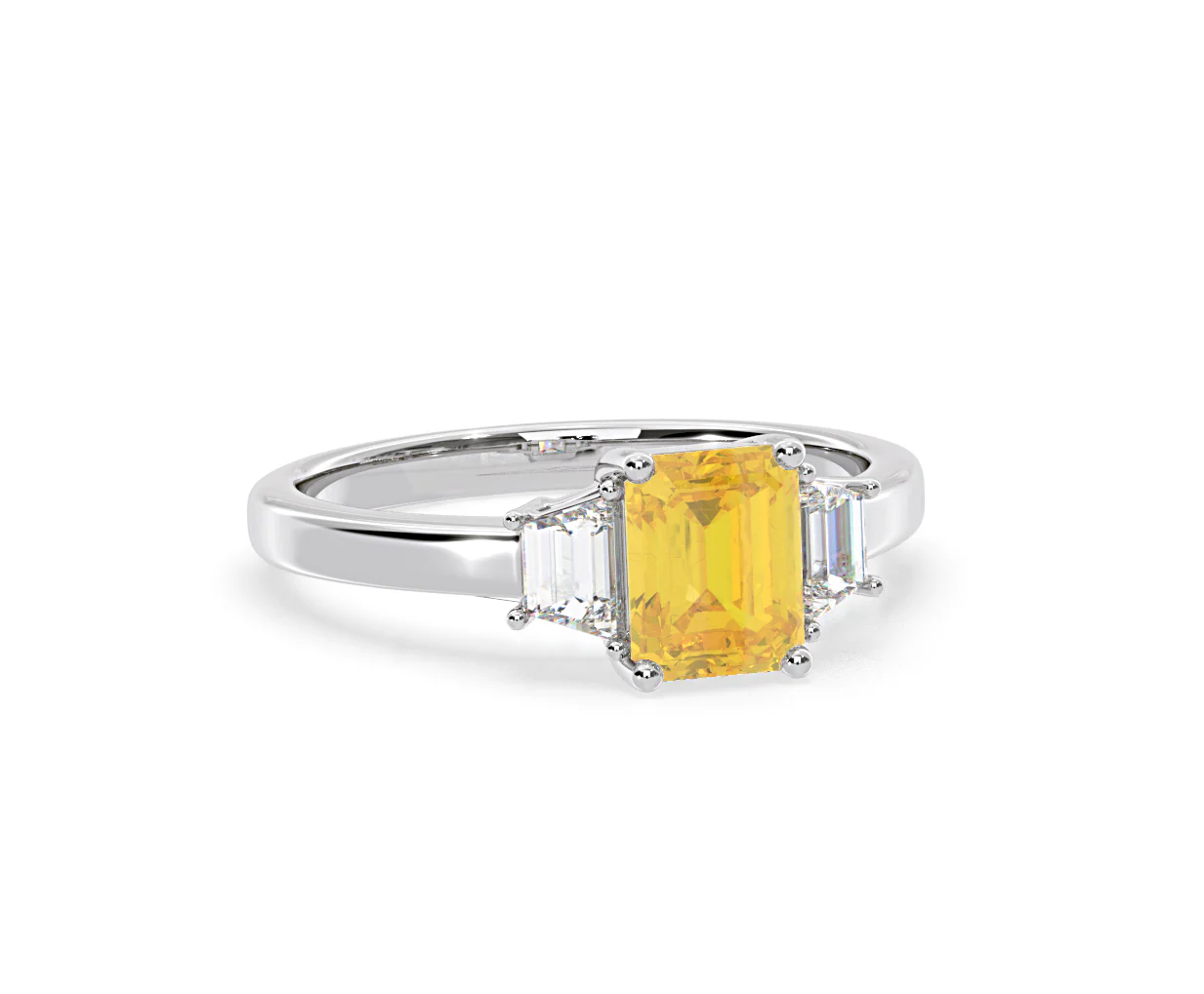 Erika Yellow Lab Diamond 1.70ct Emerald Cut Ring in 18K White Gold - Elara Collection - Image 82
