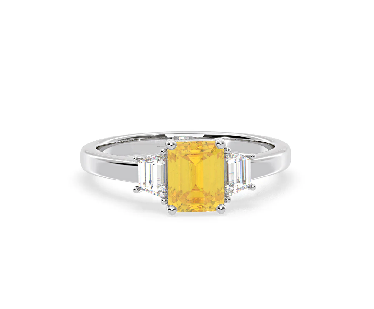 Erika Yellow Lab Diamond 1.70ct Emerald Cut Ring in 18K White Gold - Elara Collection - Image 85