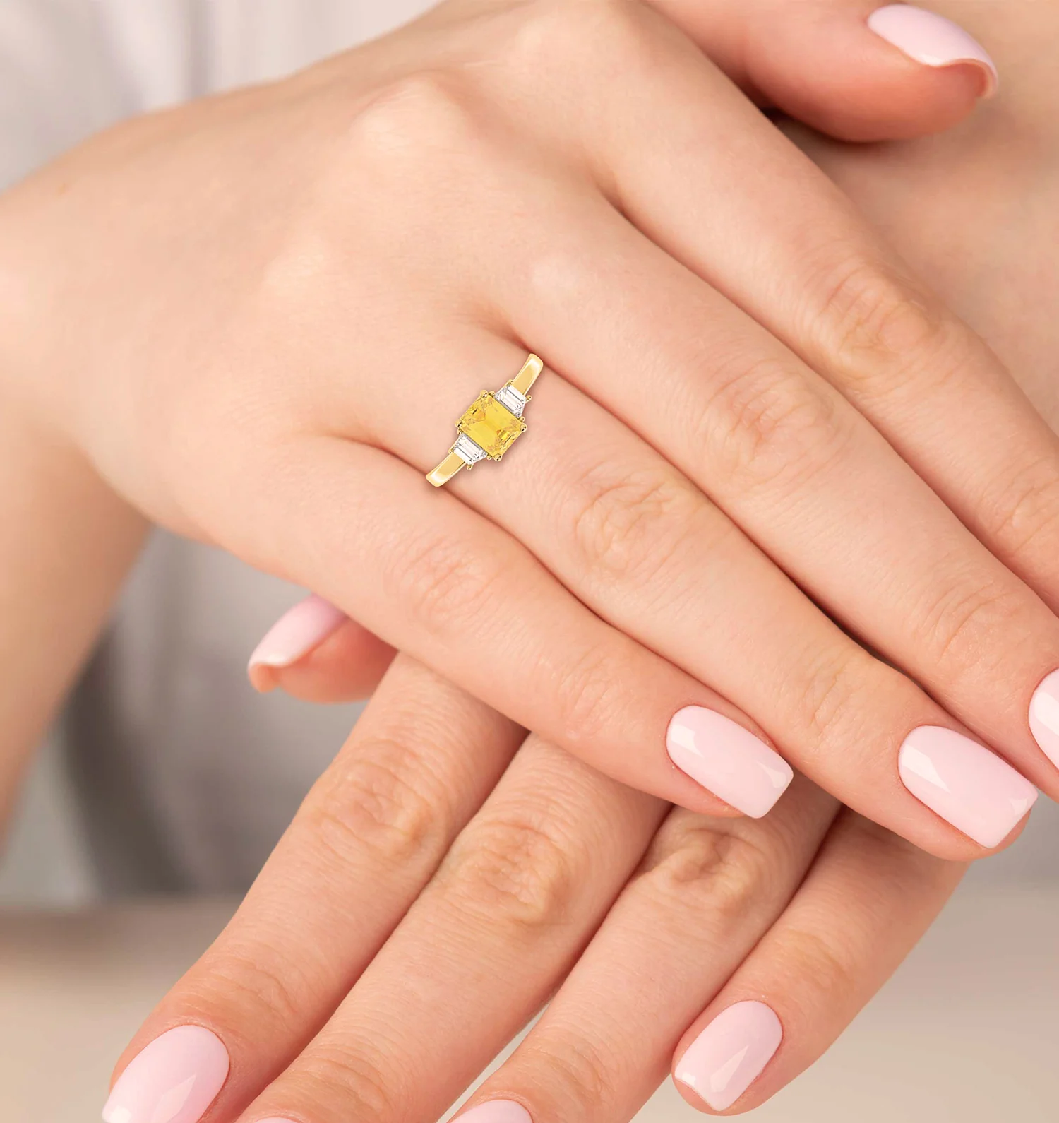 Erika Yellow Lab Diamond 1.70ct Emerald Cut Ring in 18K Yellow Gold - Elara Collection - Image 2