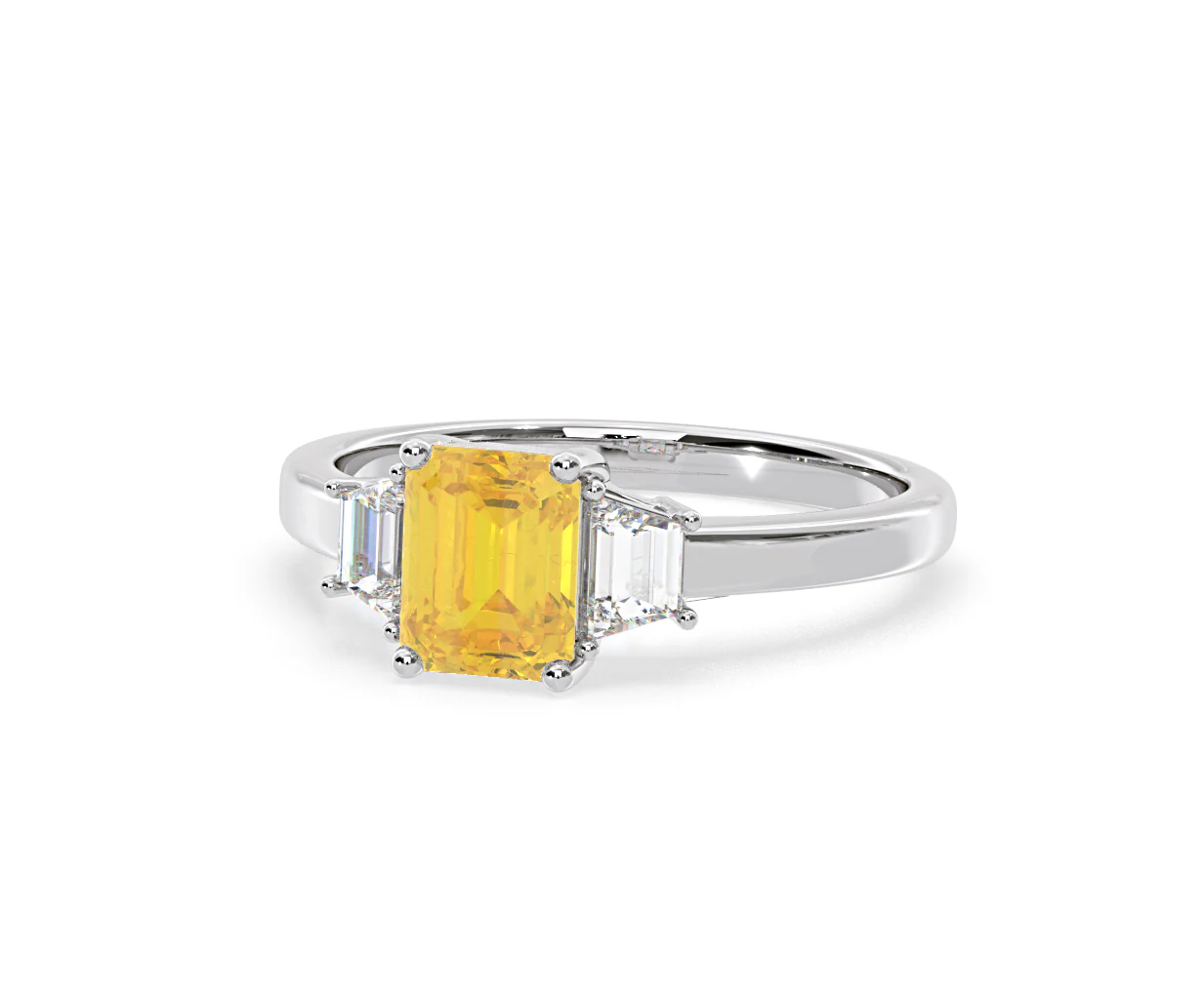 Erika Yellow Lab Diamond 1.70ct Emerald Cut Ring in Platinum - Elara Collection - Image 11