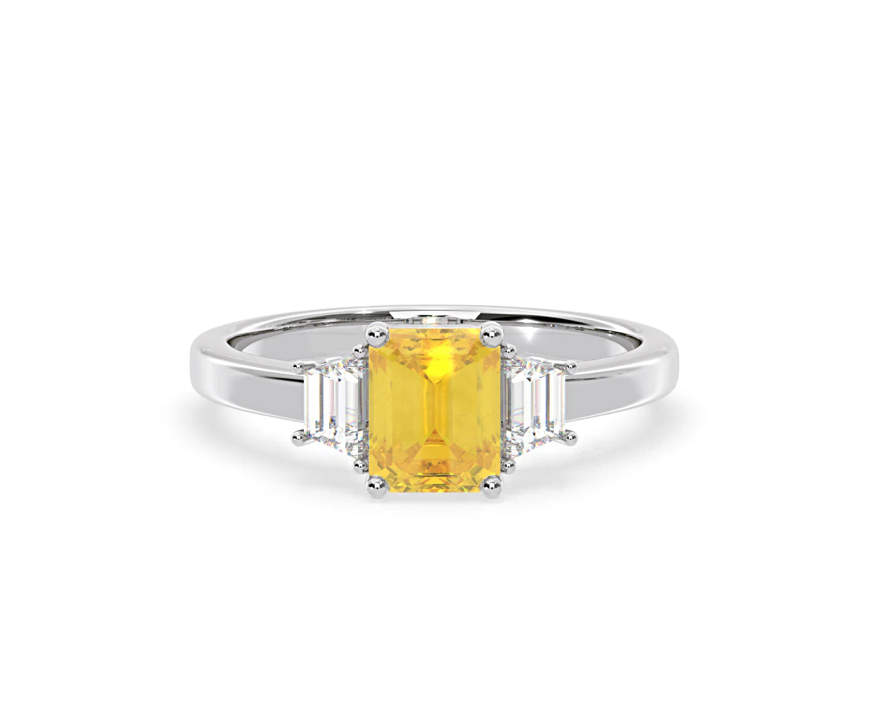 Erika Yellow Lab Diamond 1.70ct Emerald Cut Ring in Platinum - Elara Collection - Image 7