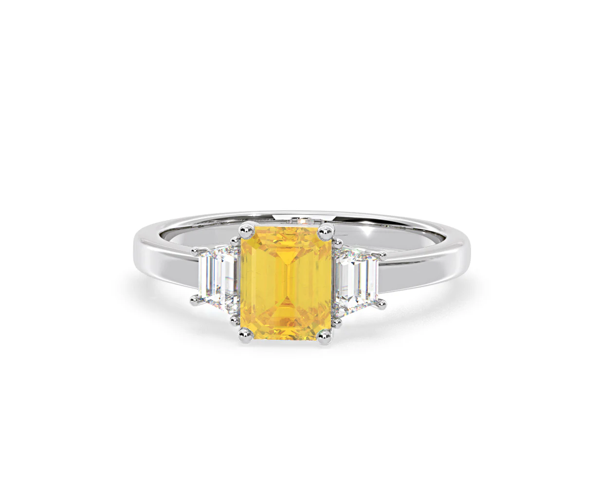Erika Yellow Lab Diamond 1.70ct Emerald Cut Ring in Platinum - Elara Collection - Image 8