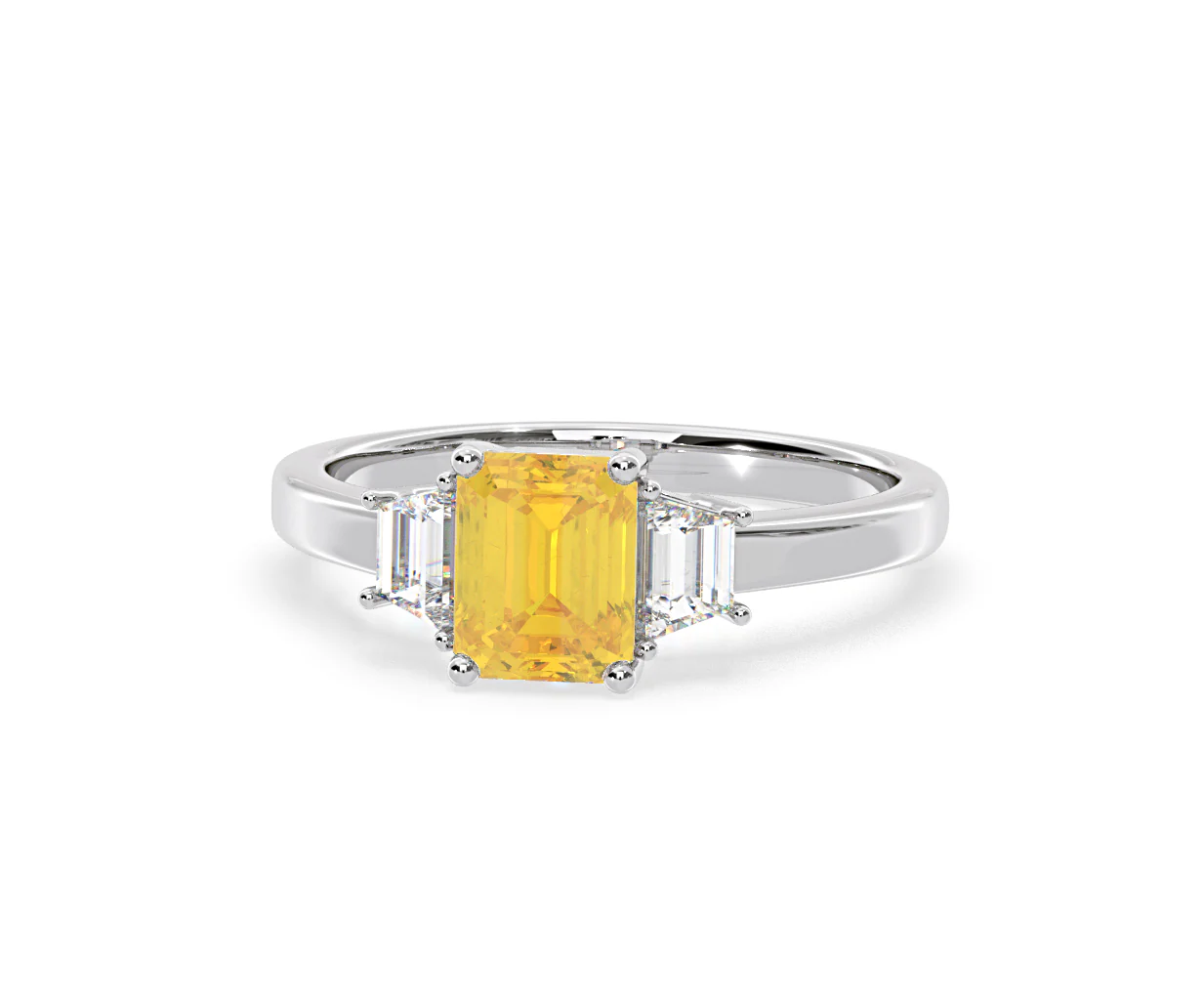 Erika Yellow Lab Diamond 1.70ct Emerald Cut Ring in Platinum - Elara Collection - Image 9