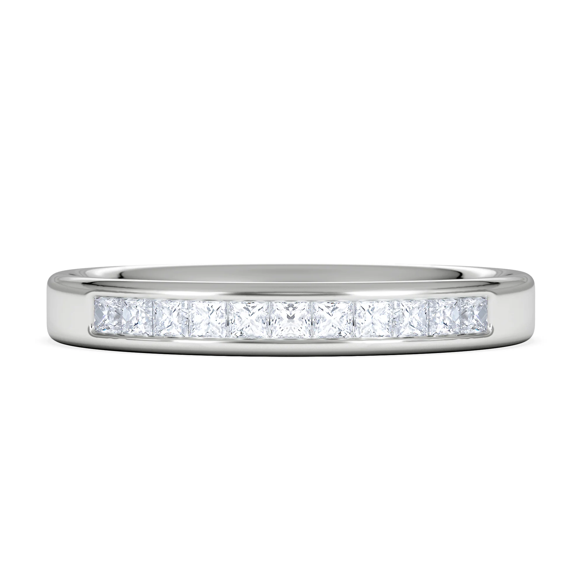 Eterna Lab Diamond Princess Cut Half Eternity Ring 0.30ct H/SI in 925 Silver - Image 7