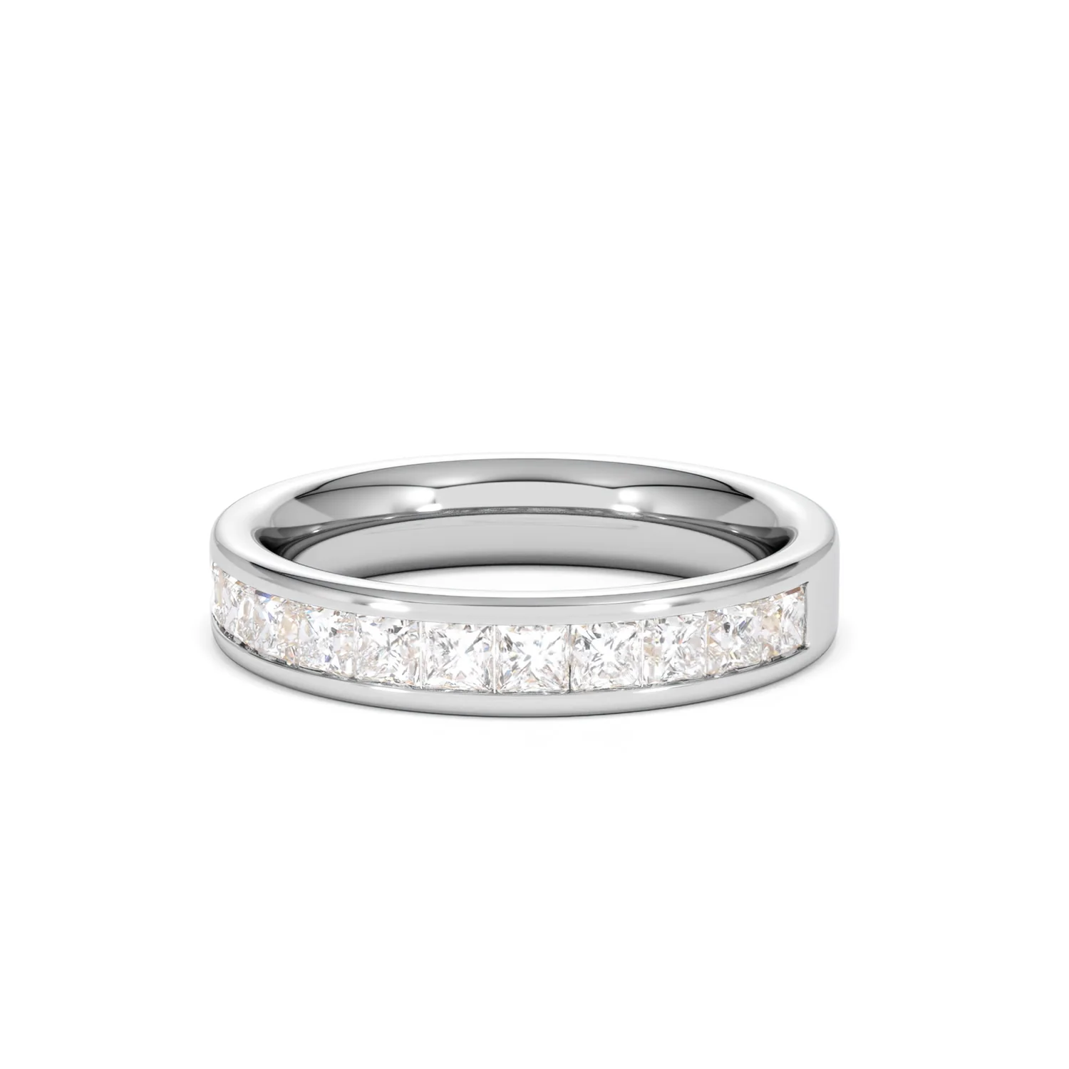 Eterna Lab Diamond Princess Cut Half Eternity Ring 1.00ct F/VS in 9K White Gold - Image 87