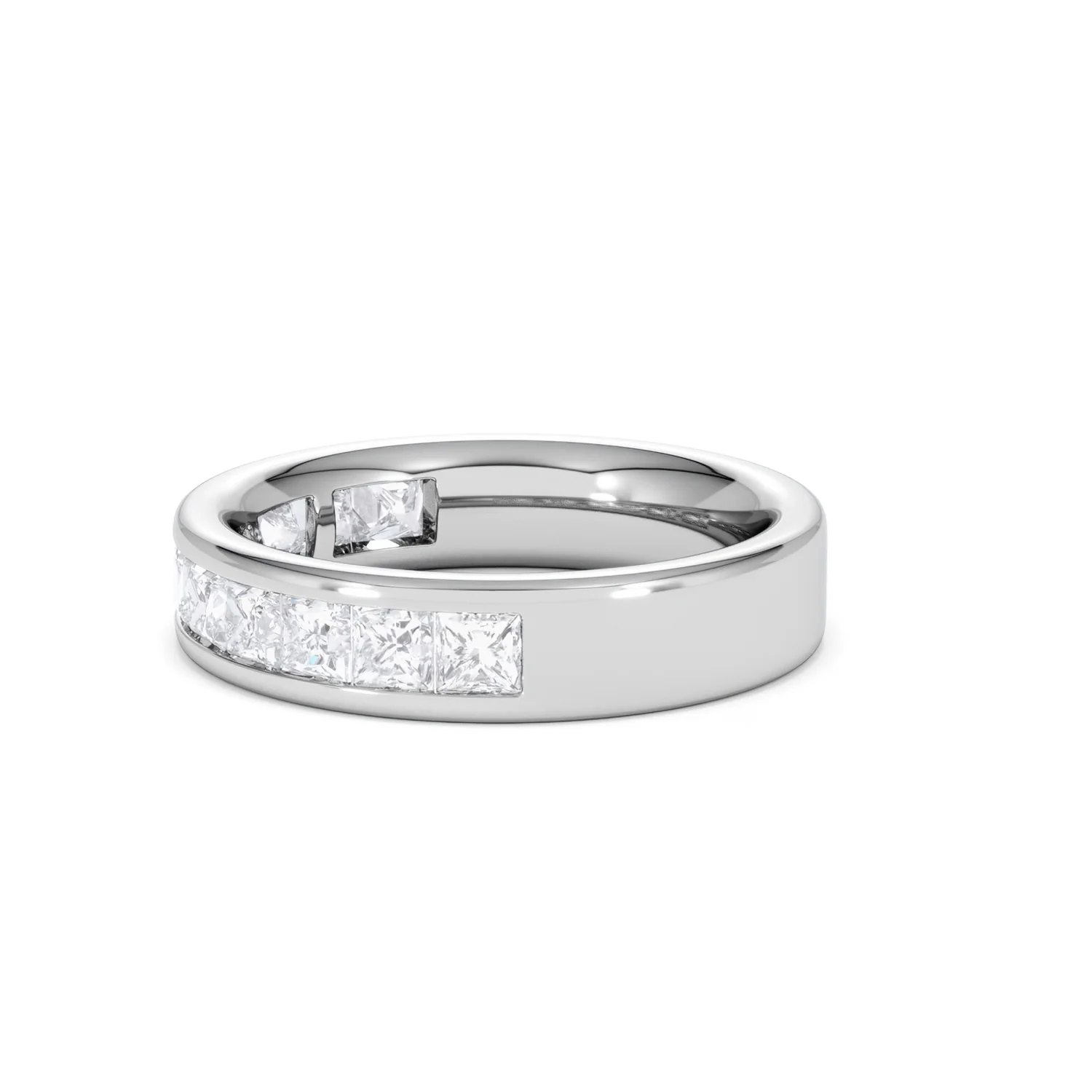 Eterna Lab Diamond Princess Cut Half Eternity Ring 1.50ct F/VS in 9K White Gold - Image 72