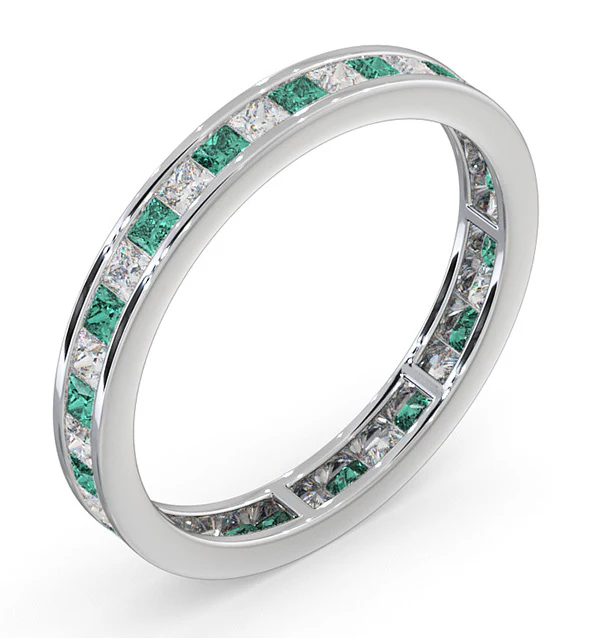Eternity Ring Lauren Diamonds G/VS and Emerald 1.15CT - 18K White Gold - Image 2