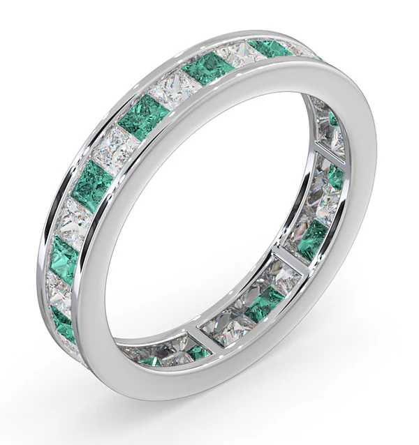 Eternity Ring Lauren Diamonds G/VS and Emerald 2.20CT - 18K White Gold - Image 2