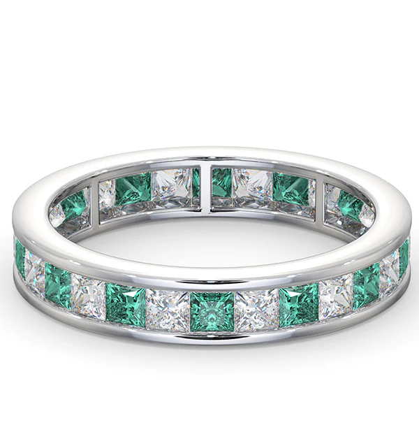 Eternity Ring Lauren Diamonds G/VS and Emerald 2.20CT - 18K White Gold - Image 3