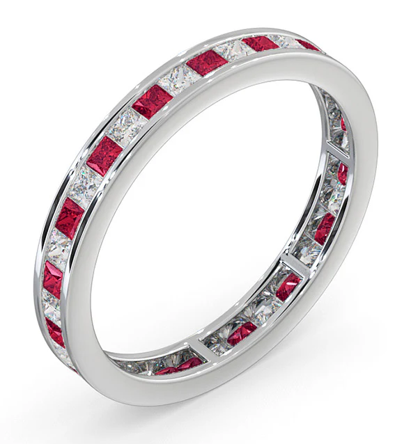 Eternity Ring Lauren Diamonds G/VS and Ruby 1.10CT - 18K White Gold - Image 2