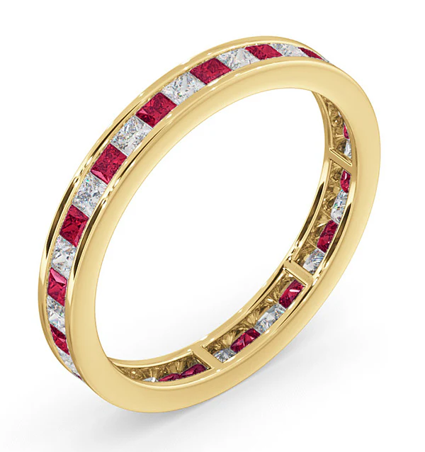 Eternity Ring Lauren Diamonds G/VS and Ruby 1.10CT in 18K Gold - Image 2