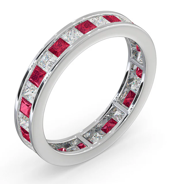 Eternity Ring Lauren Diamonds G/VS and Ruby 2.25CT - Platinum - Image 2