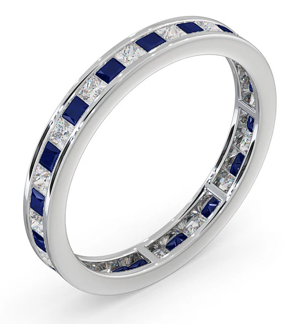 Eternity Ring Lauren Diamonds G/VS and Sapphire 1.20CT -Platinum - Image 2