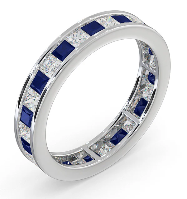 Eternity Ring Lauren Diamonds G/VS and Sapphire 2.30CT -18K White Gold - Image 2