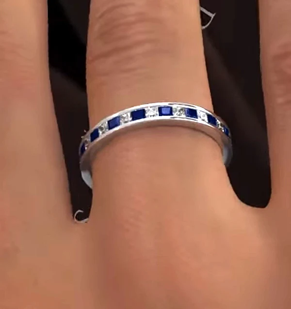 Eternity Ring Lauren Diamonds H/SI and Sapphire 1.20CT -18K White Gold - Image 4
