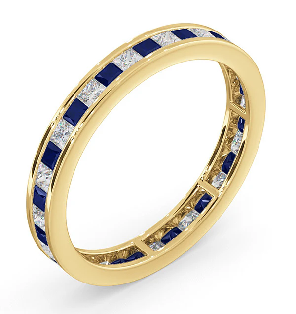 Eternity Ring Lauren Diamonds H/SI and Sapphire 1.20CT in 18K Gold - Image 2