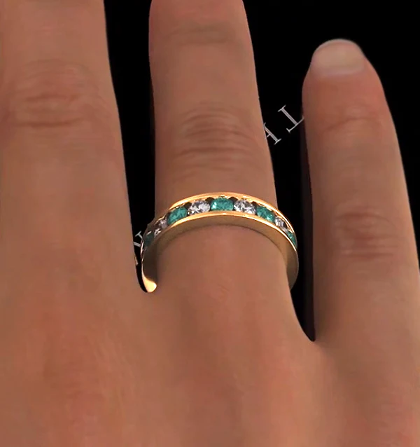 ETERNITY RING RAE DIAMONDS G/VS AND EMERALD 1.70CT - 18K GOLD - Image 4