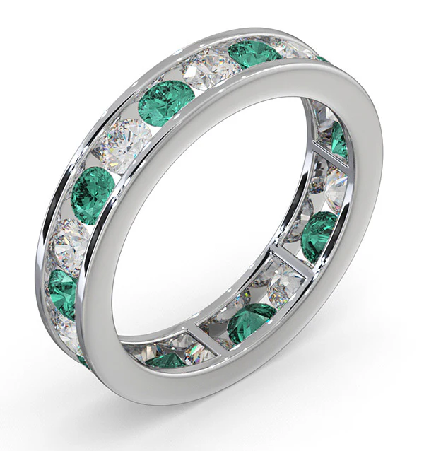ETERNITY RING RAE DIAMONDS G/VS AND EMERALD 1.70CT - 18K WHITE GOLD - Image 2
