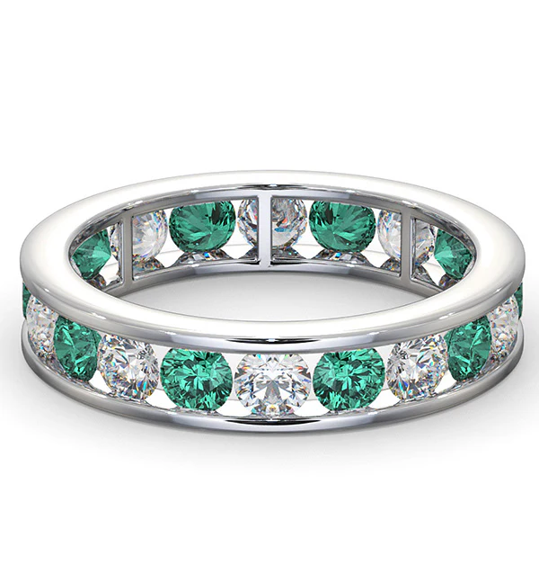 ETERNITY RING RAE DIAMONDS G/VS AND EMERALD 1.70CT - Platinum - Image 3