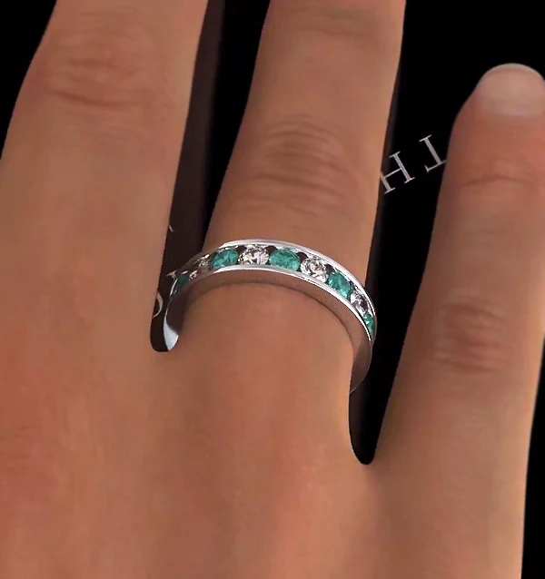 ETERNITY RING RAE DIAMONDS G/VS AND EMERALD 1.70CT - Platinum - Image 4
