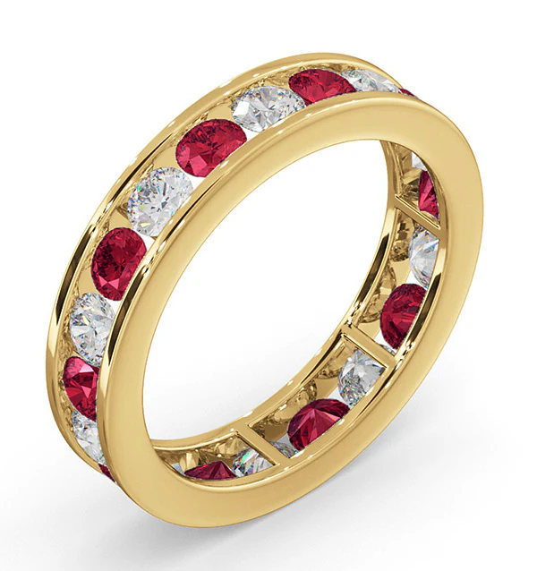 ETERNITY RING RAE DIAMONDS G/VS AND RUBY 1.80CT - 18K GOLD - Image 2