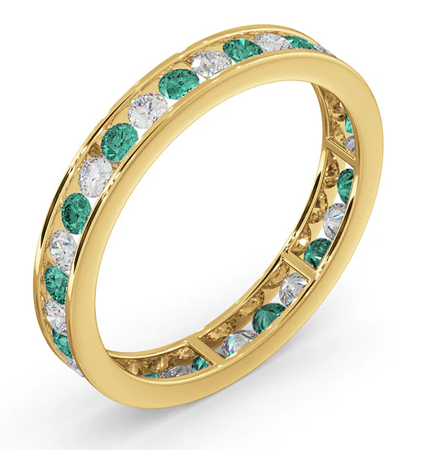 ETERNITY RING RAE DIAMONDS H/Si AND EMERALD 1.20CT - 18K GOLD - Image 2