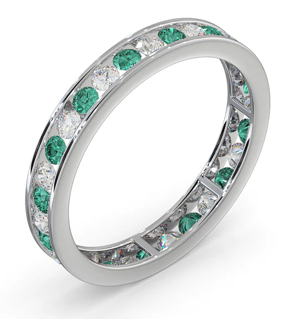 ETERNITY RING RAE DIAMONDS H/SI AND EMERALD 1.20CT - 18K WHITE GOLD - Image 2