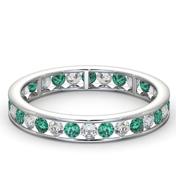 ETERNITY RING RAE DIAMONDS H/SI AND EMERALD 1.20CT - Platinum - Image 3