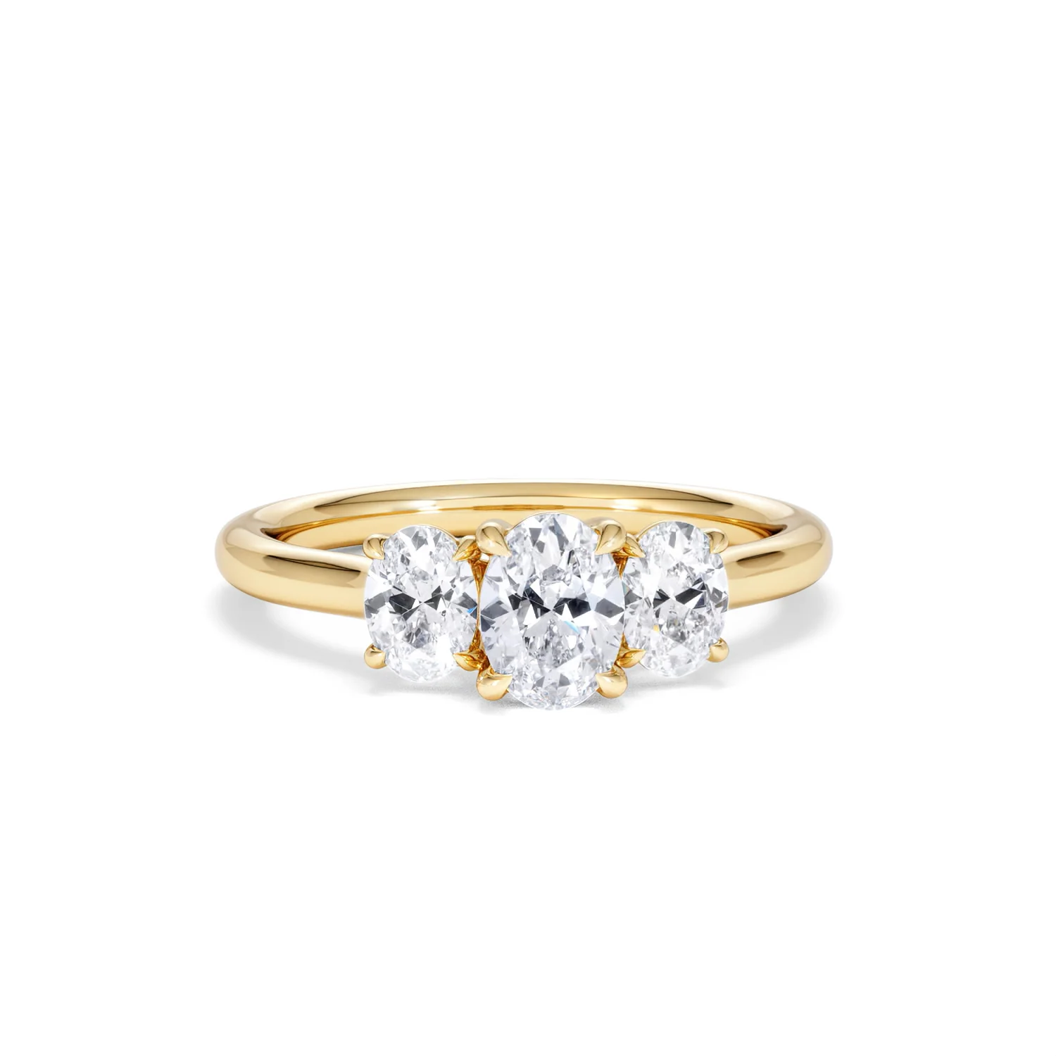 Ever 1.00ct Oval Cut Lab Diamond 3 Stone Engagement Ring in 18K Yellow Gold - Image 10