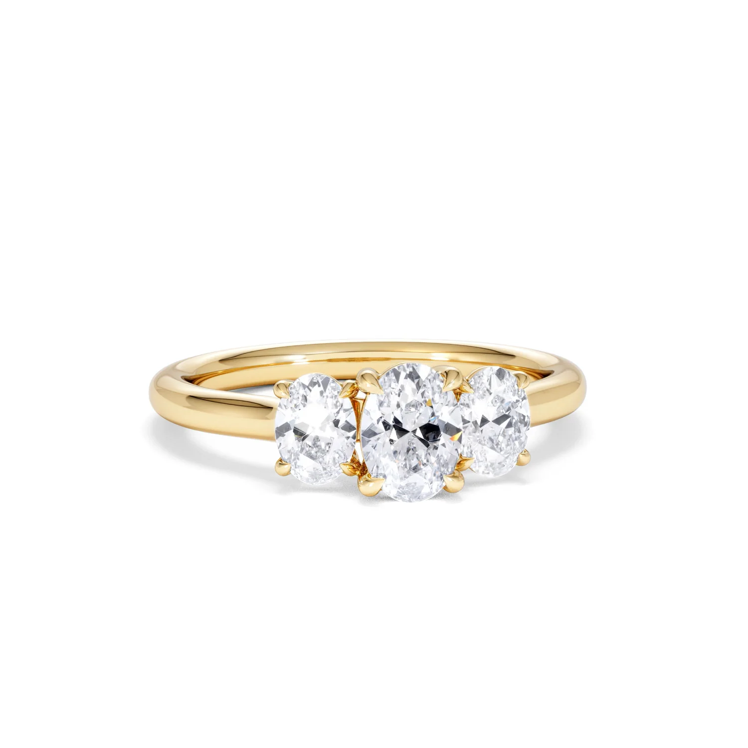 Ever 1.00ct Oval Cut Lab Diamond 3 Stone Engagement Ring in 18K Yellow Gold - Image 11