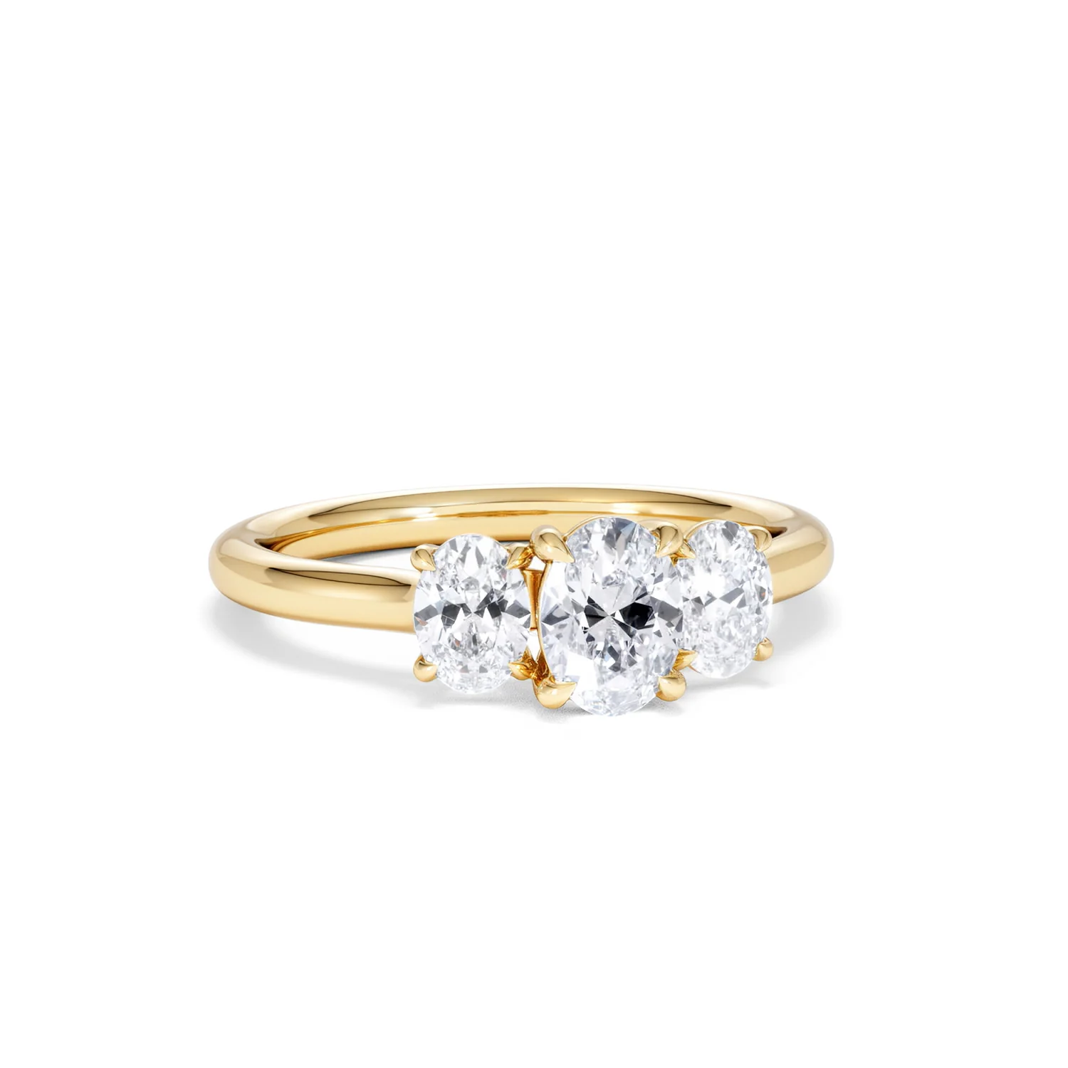 Ever 1.00ct Oval Cut Lab Diamond 3 Stone Engagement Ring in 18K Yellow Gold - Image 12