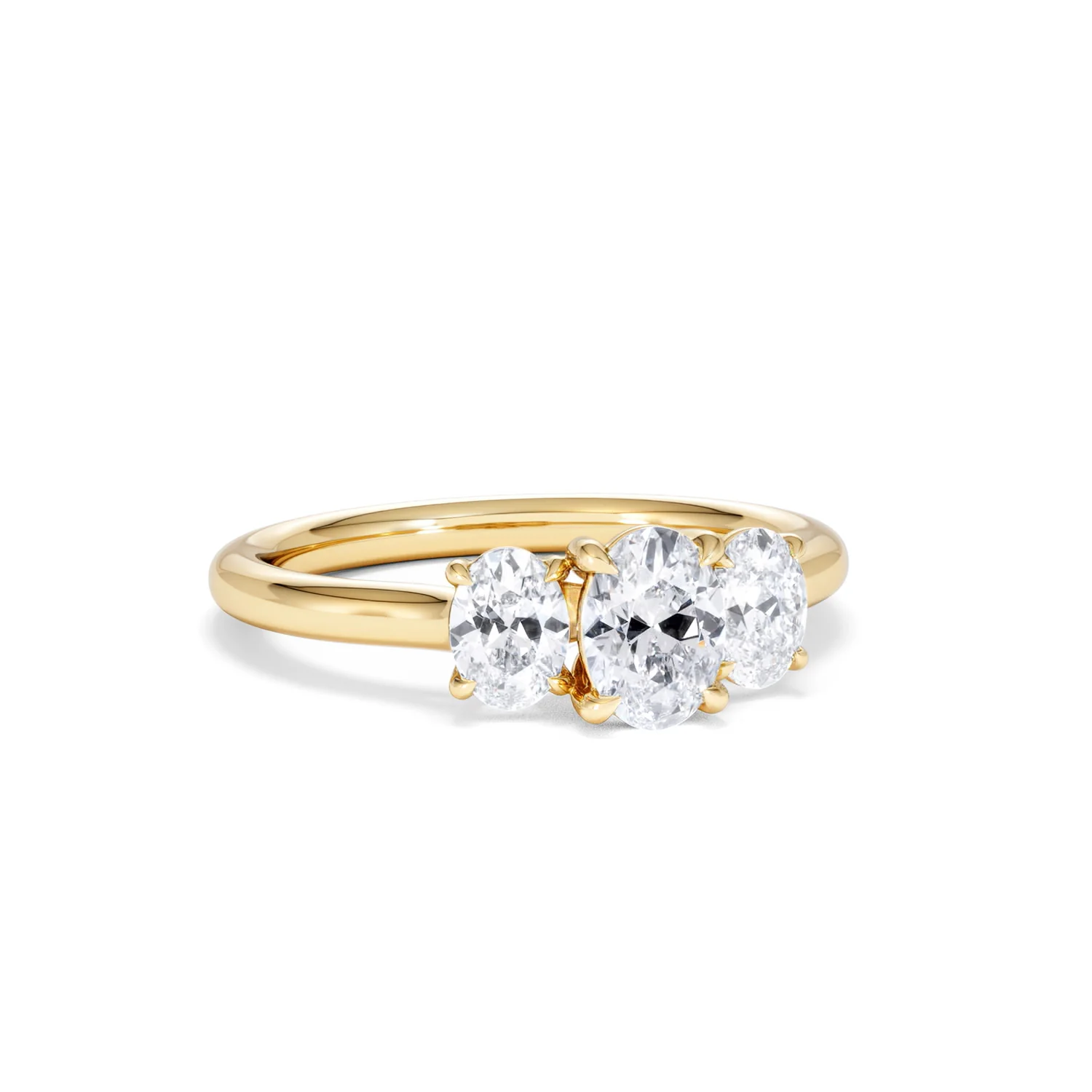 Ever 1.00ct Oval Cut Lab Diamond 3 Stone Engagement Ring in 18K Yellow Gold - Image 13