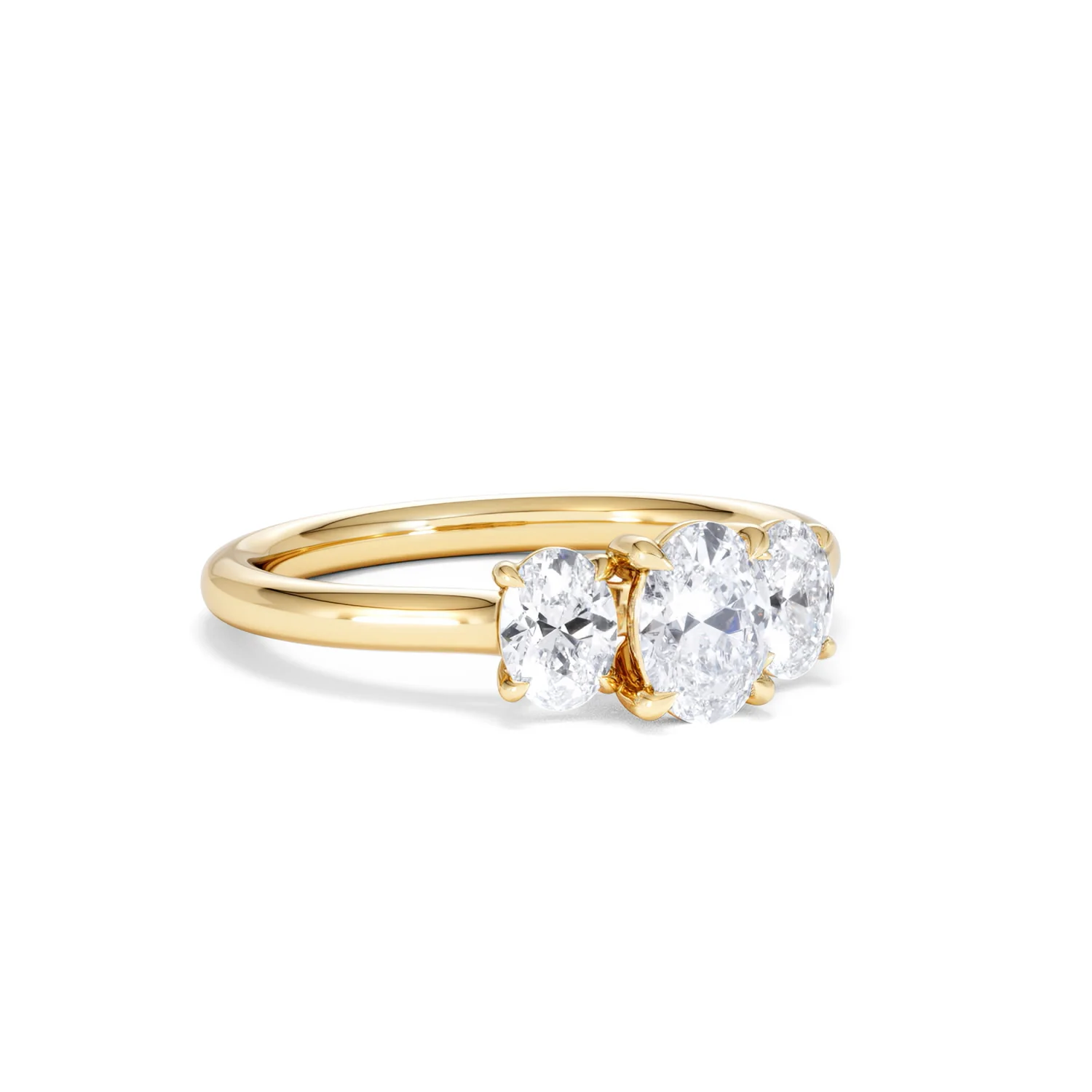 Ever 1.00ct Oval Cut Lab Diamond 3 Stone Engagement Ring in 18K Yellow Gold - Image 15